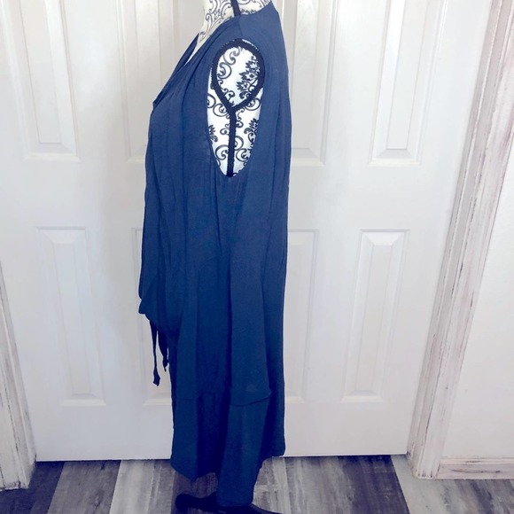 Sundance navy blue tie front detail mini dress large - Picture 3 of 5